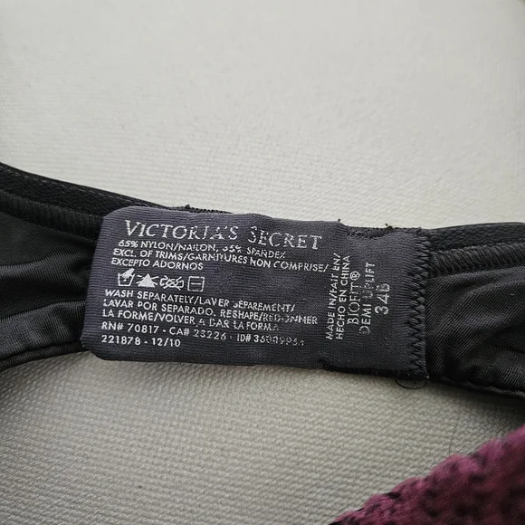 Belly Dance Victoria's Secret Pink And Grey Floral Embroidered Push-Up Bra - Picture 5 of 6